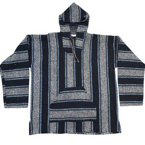 San Patricio Mens Multicolor Striped Baja Hoodie Pullover Pocket Size L/XL
